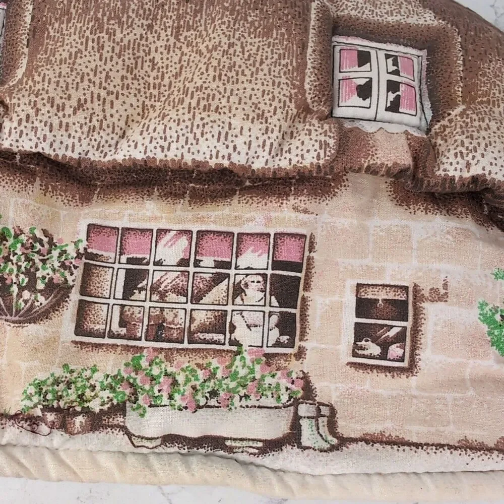 Vintage Sari Fabrics Thatched Cottage Tea Cosy The Tea Shop Retro Padded England